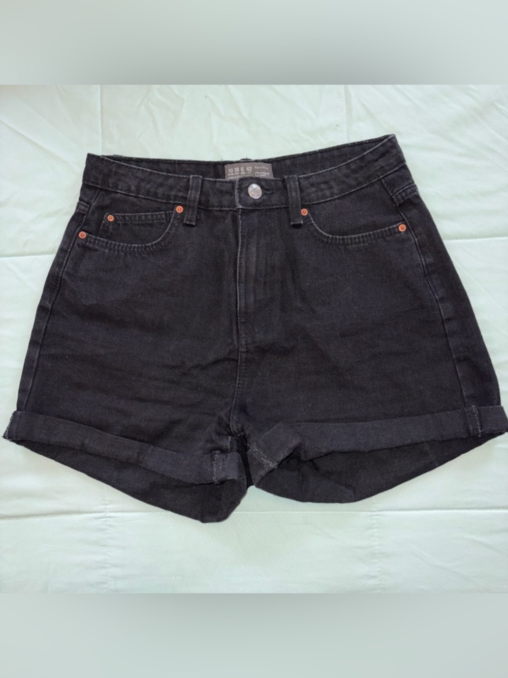 Black denim shorts